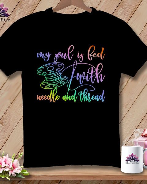 MyDesigns Physical Item S / Black My soul is fed with a needle and thread ~ Relaxed Fit Tee