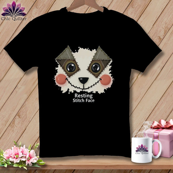 MyDesigns Physical Item S / Black Patchwork Cheek - Resting Stitch Face ~ Premium Tee