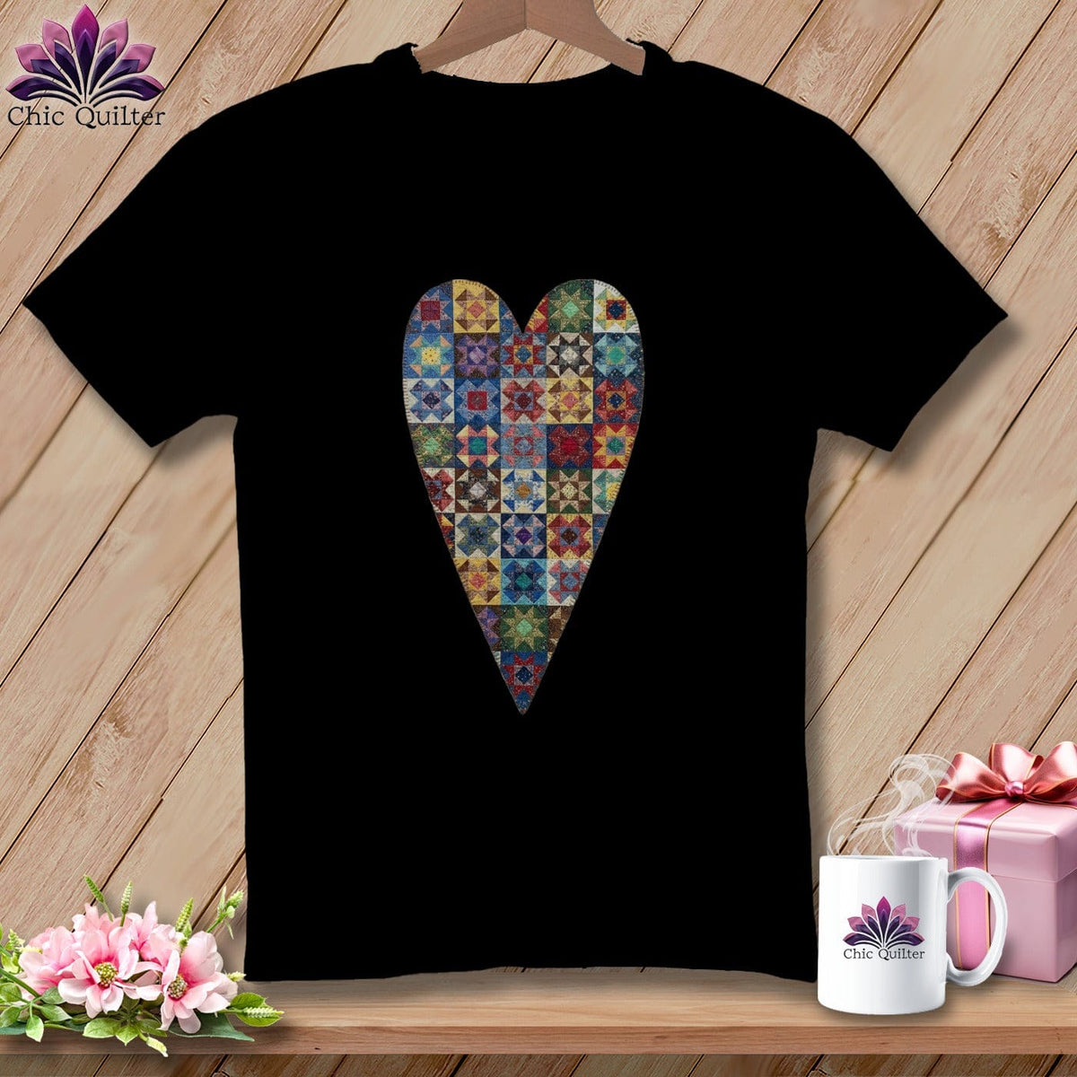 MyDesigns Physical Item S / Black Patchwork Heart ~ Premium Tee