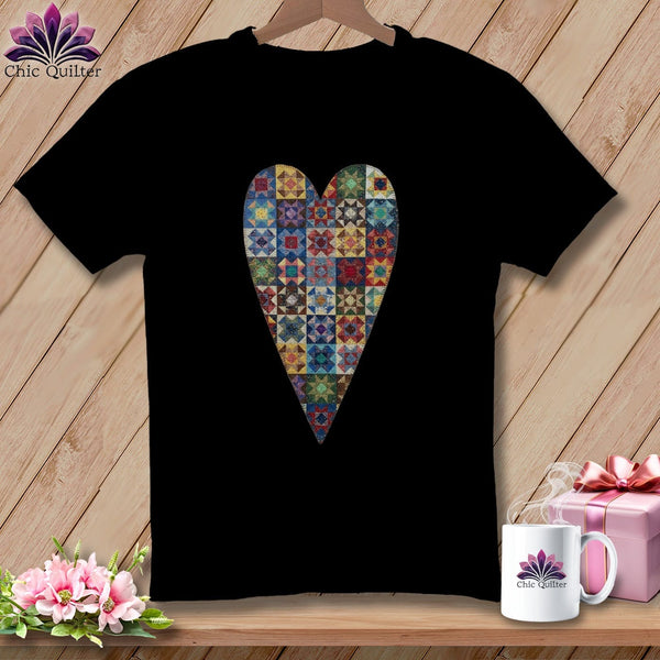 MyDesigns Physical Item S / Black Patchwork Heart ~ Relaxed Fit Tee
