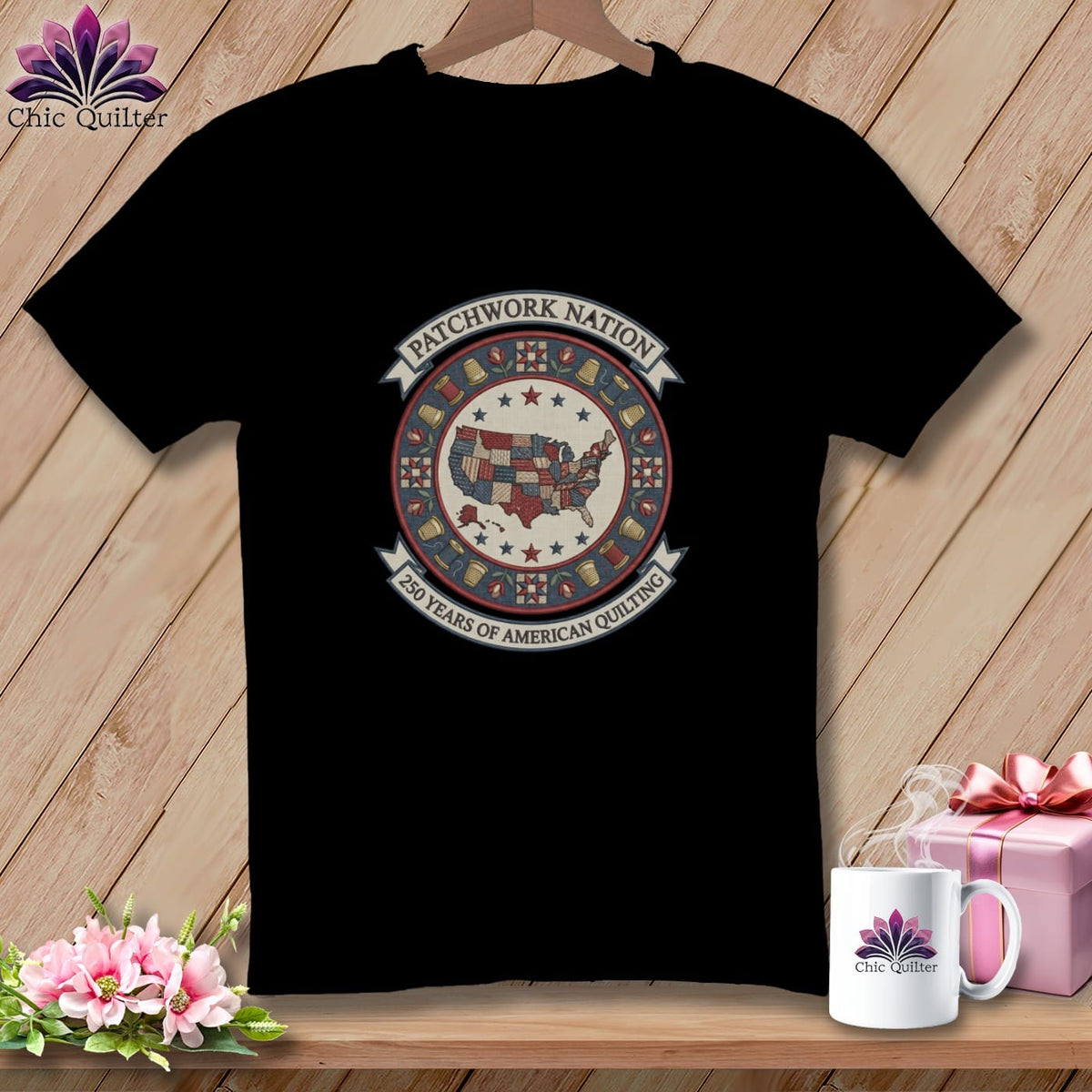 MyDesigns Physical Item S / Black Patchwork Nation 250 Years of American Quilting ~ Relaxed Fit Tee