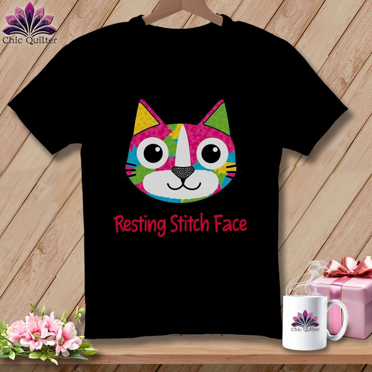 MyDesigns Physical Item S / Black Patchwork Smile - Resting Stitch Face ~ Premium Tee