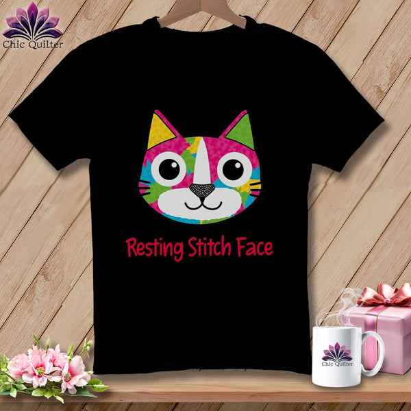 MyDesigns Physical Item S / Black Patchwork Smile - Resting Stitch Face ~ Premium Tee