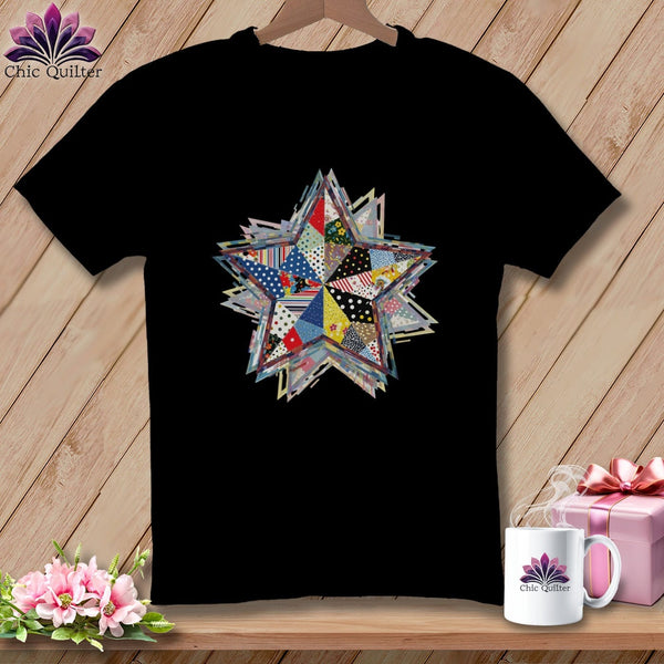 MyDesigns Physical Item S / Black Patchwork Star ~ Relaxed Fit Tee
