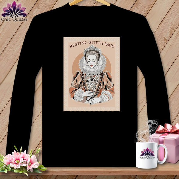 MyDesigns Physical Item S / Black Queen Eliza-Stitch - Resting Stitch Face ~ Long Sleeve T-Shirt