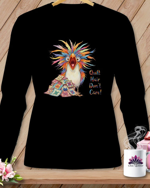 MyDesigns Physical Item S / Black Quilt Hair Don’t Care ~ Chaos Finch ~ Long Sleeve Tee