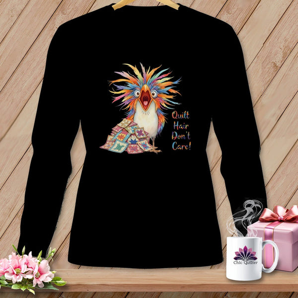 MyDesigns Physical Item S / Black Quilt Hair Don’t Care ~ Chaos Finch ~ Long Sleeve Tee