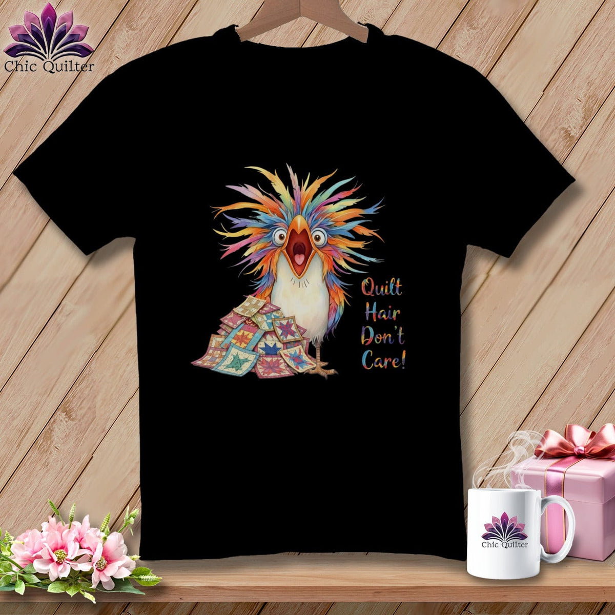 MyDesigns Physical Item S / Black Quilt Hair Don’t Care ~ Chaos Finch ~ Premium Tee