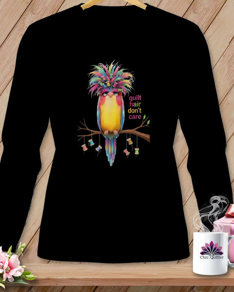 MyDesigns Physical Item S / Black Quilt Hair Don’t Care ~ Curlene Spoolworth ~ Long Sleeve Tee