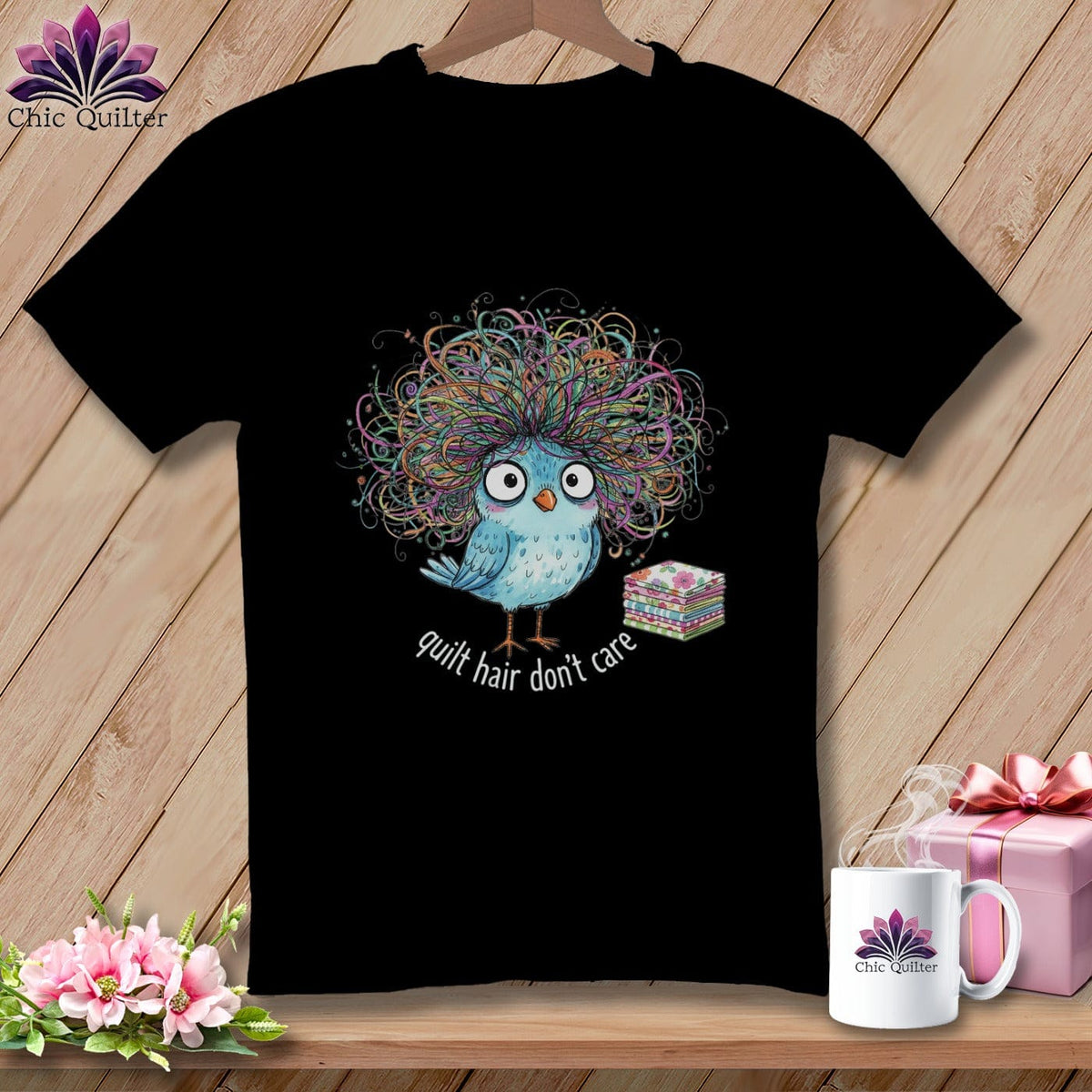 MyDesigns Physical Item S / Black Quilt Hair Don’t Care ~ Puffin Bea ~ Premium Tee