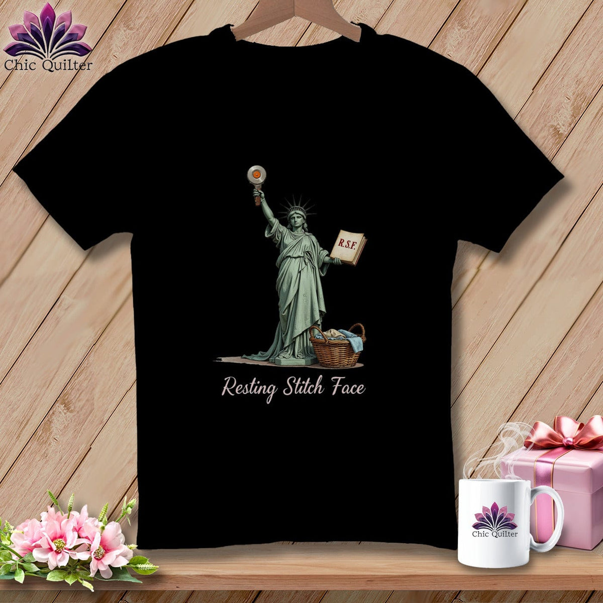 MyDesigns Physical Item S / Black Quilter of Liberty - Resting Stitch Face ~ Premium Tee
