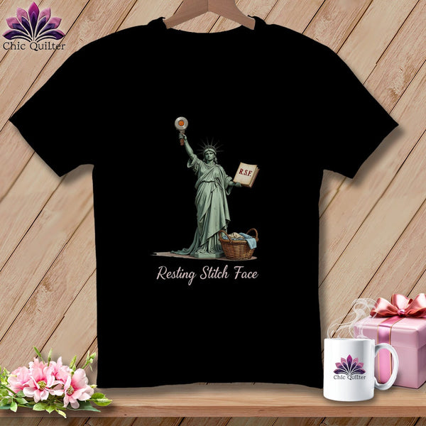 MyDesigns Physical Item S / Black Quilter of Liberty - Resting Stitch Face ~ Premium Tee