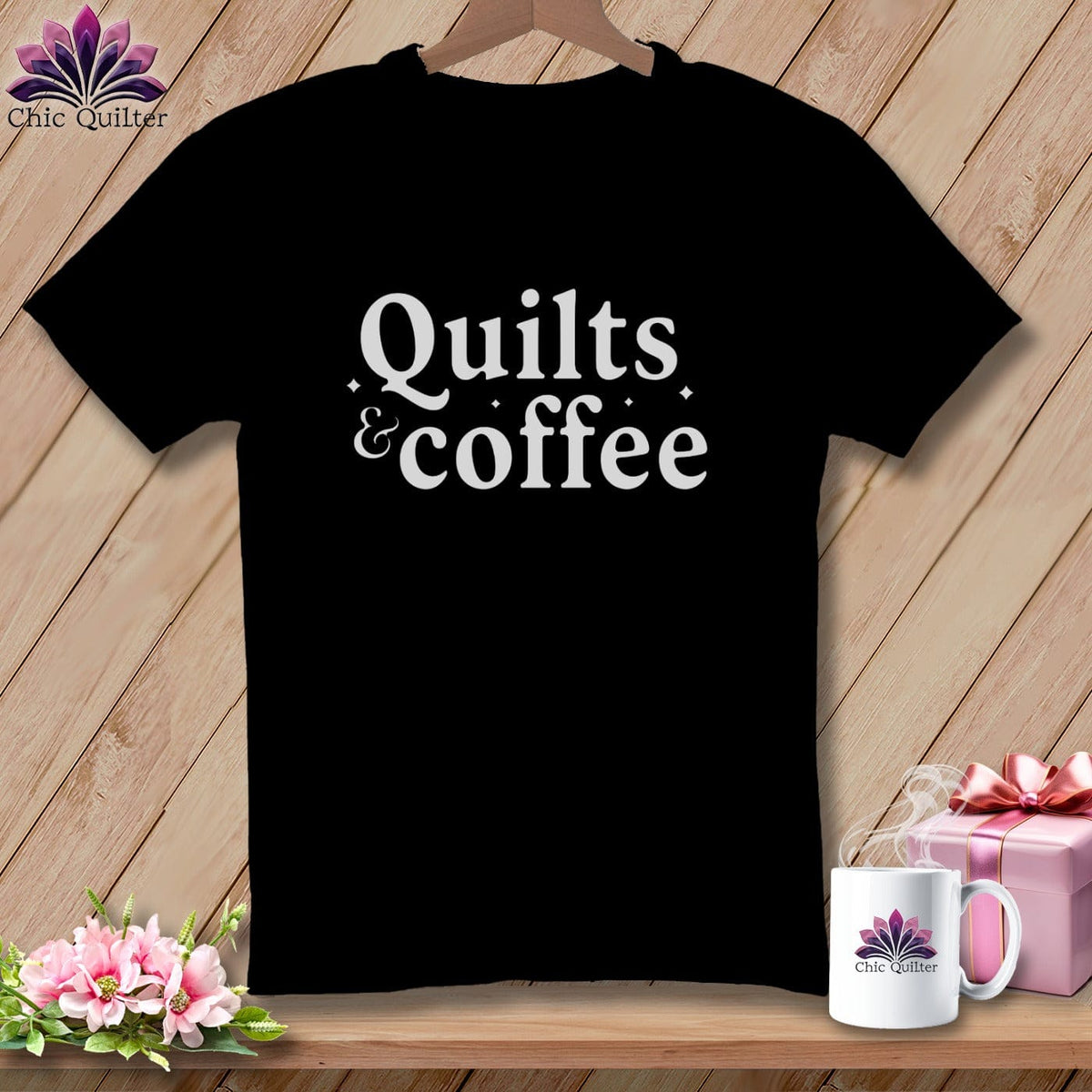 MyDesigns Physical Item S / Black Quilts & Coffee ~ Premium Tee