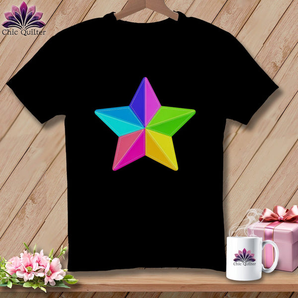 MyDesigns Physical Item S / Black Rainbow Star ~ Relaxed Fit Tee