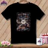 MyDesigns Physical Item S / Black Red White Blue and Quilt 250 Years of American Creativity Patriotic Quilte ~ Relaxed Fit Teer Tee