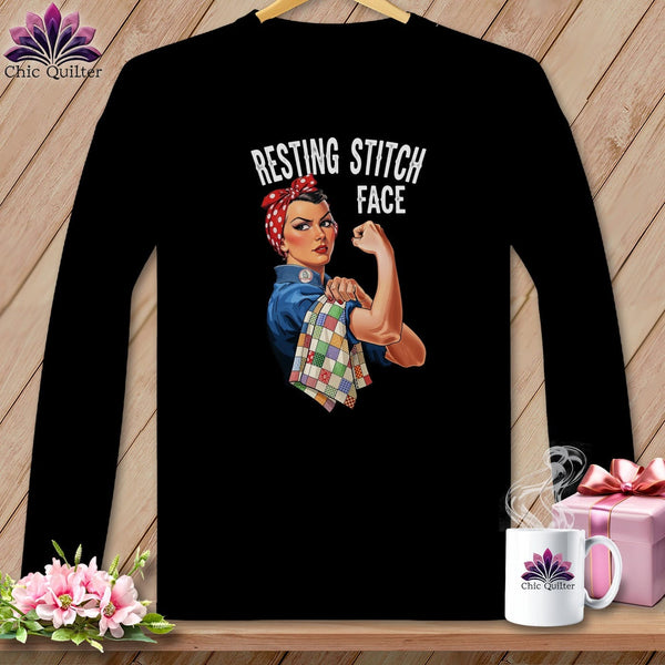 MyDesigns Physical Item S / Black Rosie the Binder - Resting Stitch Face ~ Long Sleeve Tee