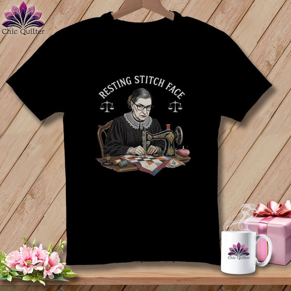 MyDesigns Physical Item S / Black Ruth Sewder Ginsburg - Resting Stitch Face ~ Relaxed Fit Tee