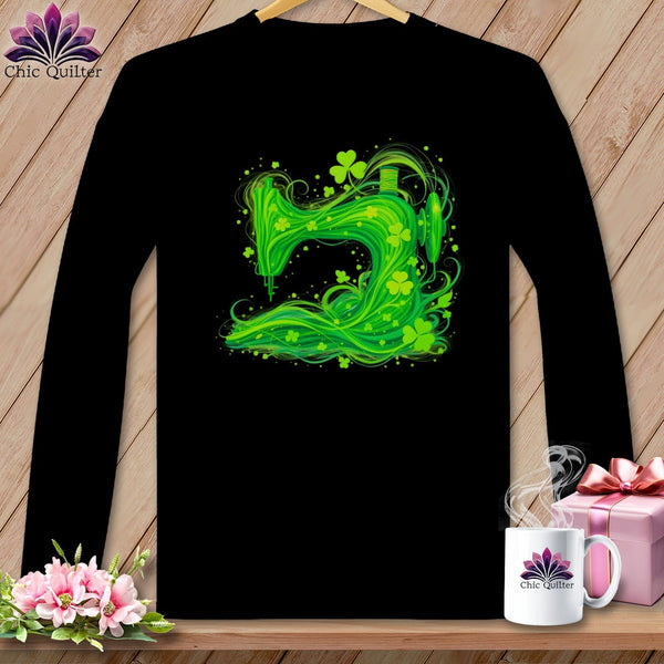 MyDesigns Physical Item S / Black Shamrock Storm ~ March Design ~ Windy Stitches Collection (February Start) ~ Premium Long Sleeve Tee