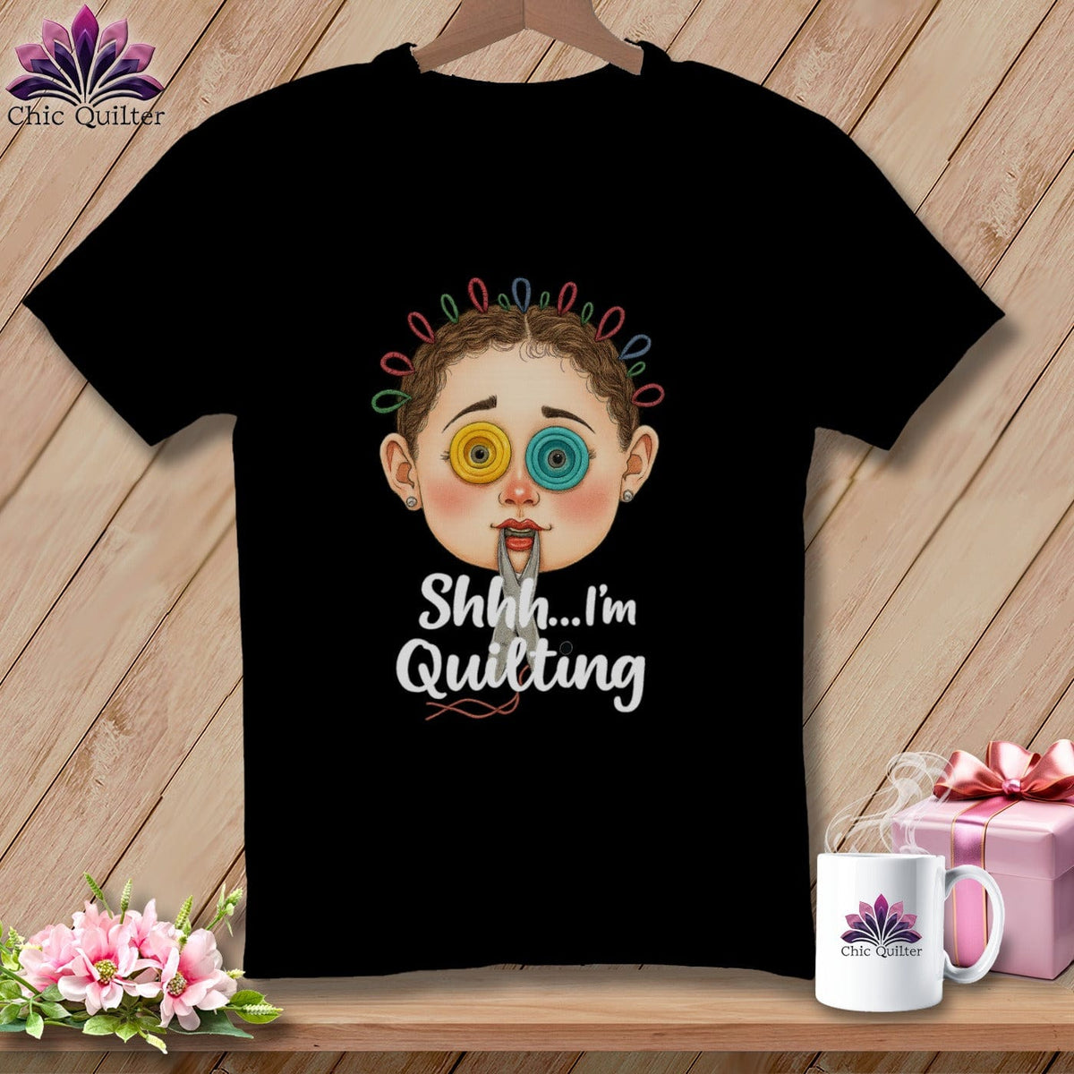 MyDesigns Physical Item S / Black Shhh Im Quilting ~ Relaxed Fit Tee