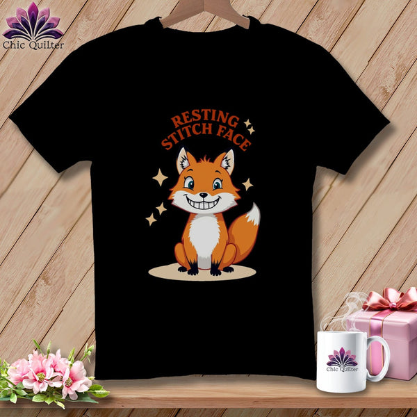 MyDesigns Physical Item S / Black Silly Fox - Resting Stitch Face ~ Premium Tee