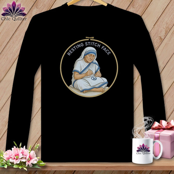 MyDesigns Physical Item S / Black Sister Seams-a-Lot - Resting Stitch Face ~ Long Sleeve T-Shirt