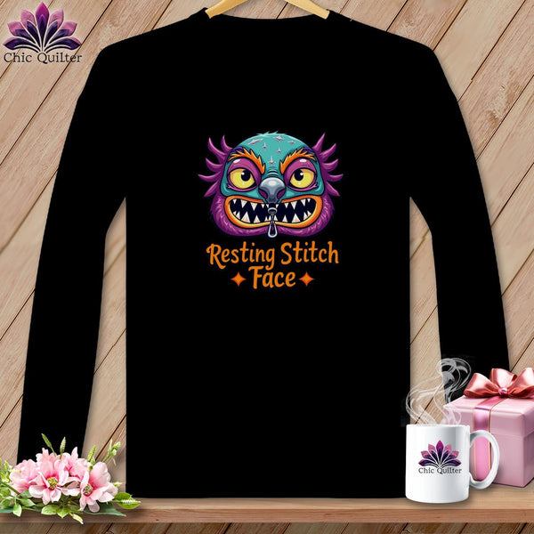 MyDesigns Physical Item S / Black Snipzilla - Resting Stitch Face ~ Long Sleeve Tee