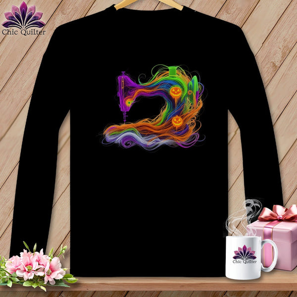MyDesigns Physical Item S / Black Spooky Gust ~ October Design ~ Windy Stitches Collection (September Start) ~ Premium Long Sleeve Tee