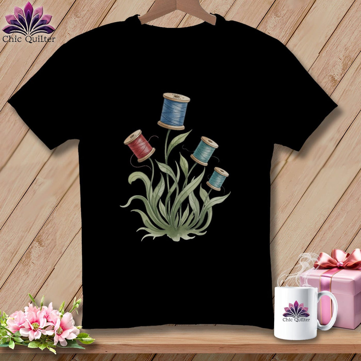 MyDesigns Physical Item S / Black Spool Blooms ~ Relaxed Fit Tee