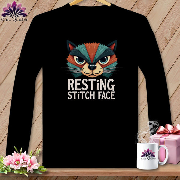 MyDesigns Physical Item S / Black Stitch Face - Resting Stitch Face ~ Long Sleeve T-Shirt