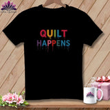 MyDesigns Physical Item S / Black Stitched Quilt Happens ~ Relaxed Fit Tee
