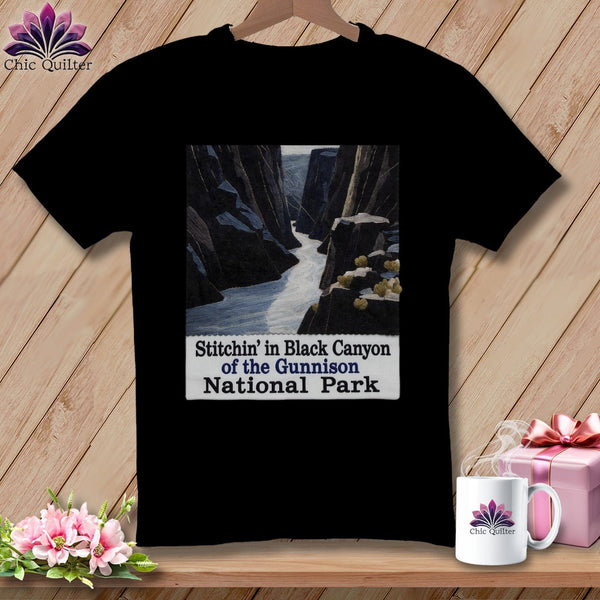 MyDesigns Physical Item S / Black Stitchin' in Black Canyon of the Gunnison National Park ~ Relaxed Fit Tee