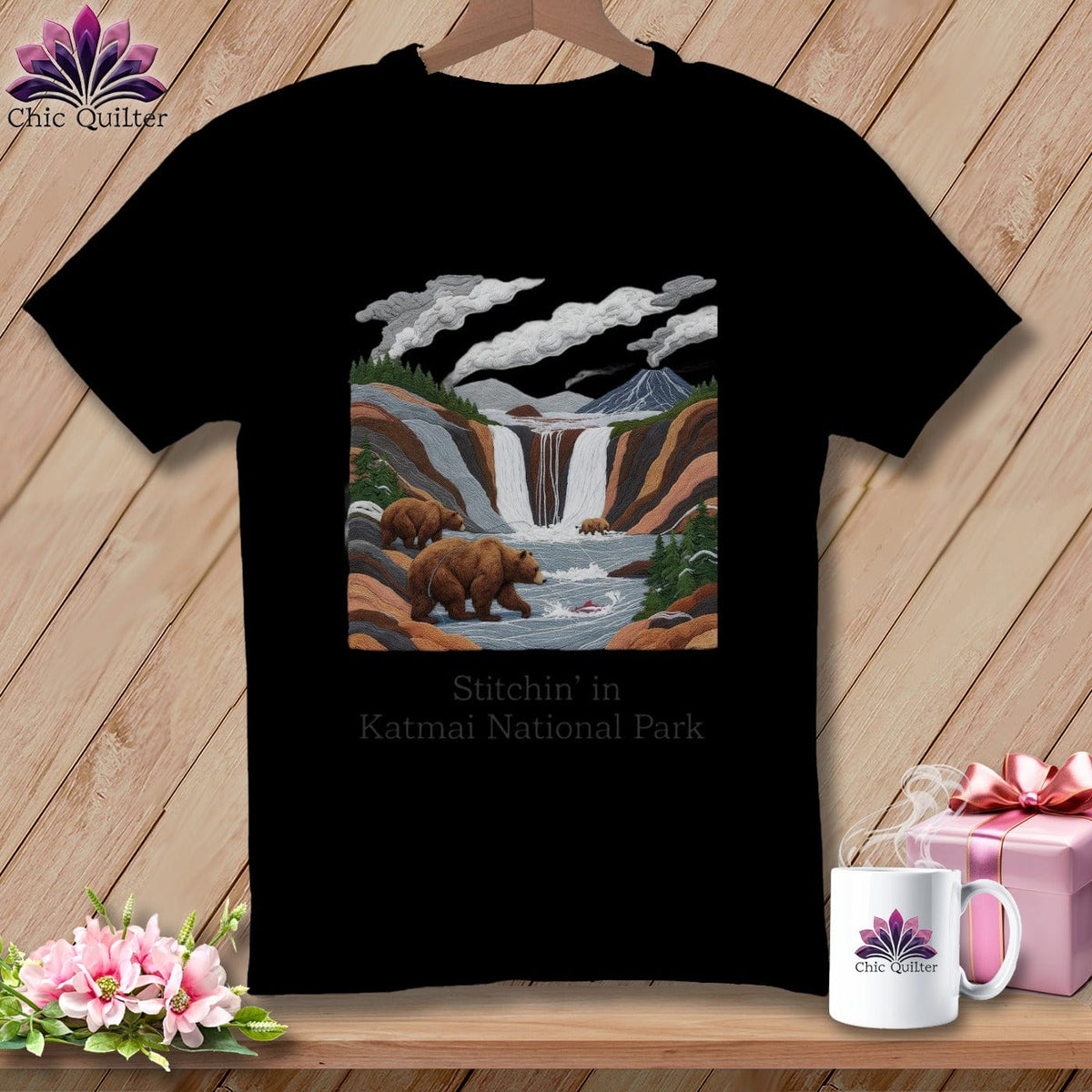 MyDesigns Physical Item S / Black Stitchin' in Katmai National Park and Preserve ~ Relaxed Fit Tee