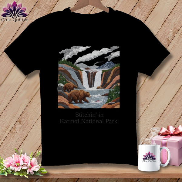 MyDesigns Physical Item S / Black Stitchin' in Katmai National Park and Preserve ~ Relaxed Fit Tee