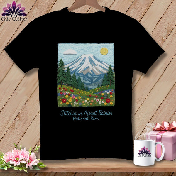 MyDesigns Physical Item S / Black Stitchin' in Mount Rainier National Park ~ Relaxed Fit Tee