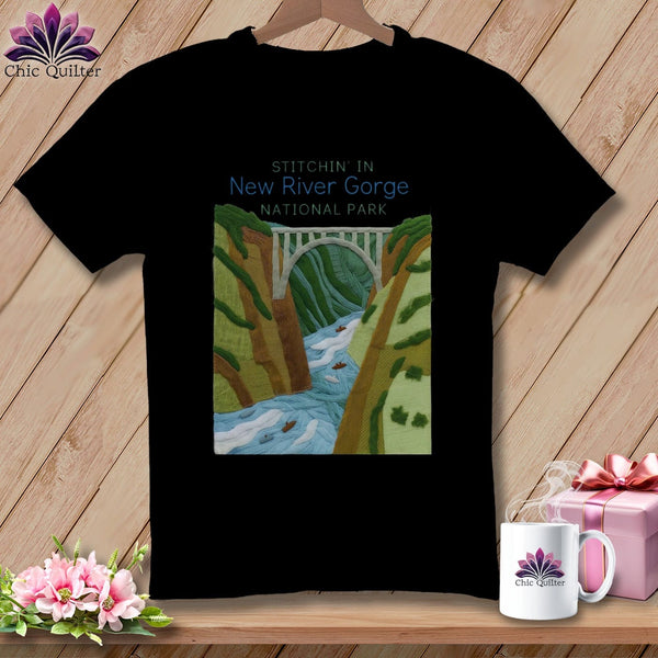 MyDesigns Physical Item S / Black Stitchin' in New River Gorge National Park and Preserve ~ Relaxed Fit Tee