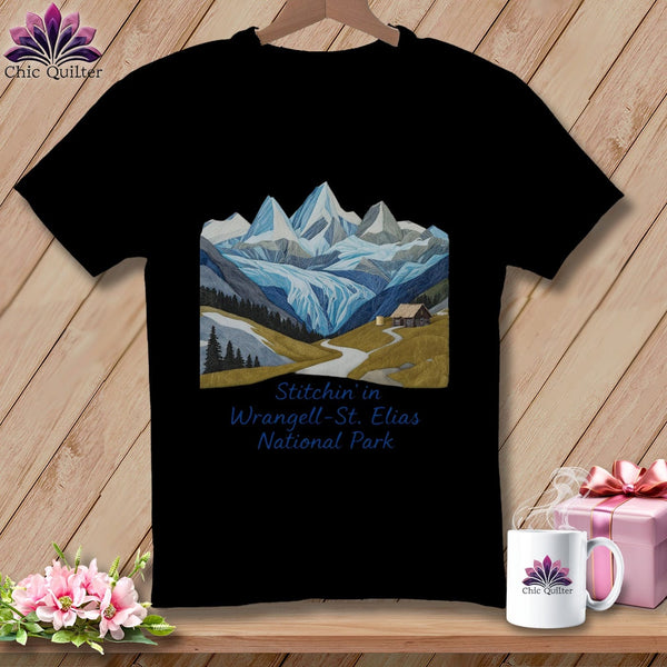 MyDesigns Physical Item S / Black Stitchin' in Wrangell–St. Elias National Park and Preserve ~ Relaxed Fit Tee