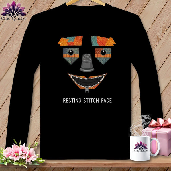 MyDesigns Physical Item S / Black Strawman - Resting Stitch Face ~ Long Sleeve T-Shirt