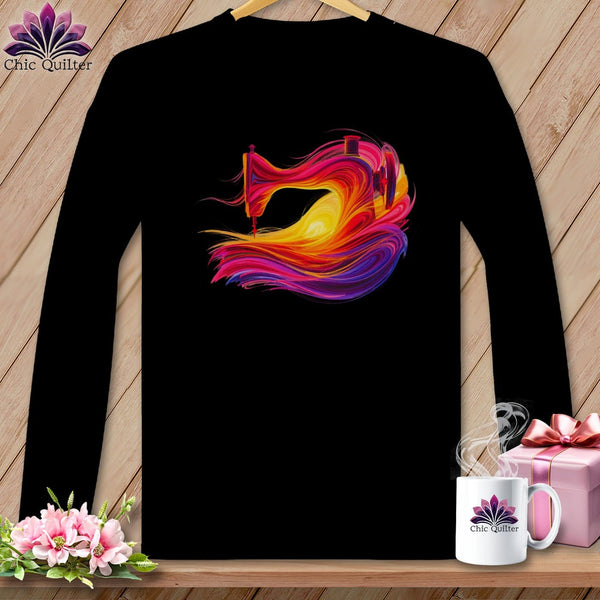 MyDesigns Physical Item S / Black Sunset Storm ~ August Design ~ Windy Stitches Collection (July Start) ~ Premium Long Sleeve Tee