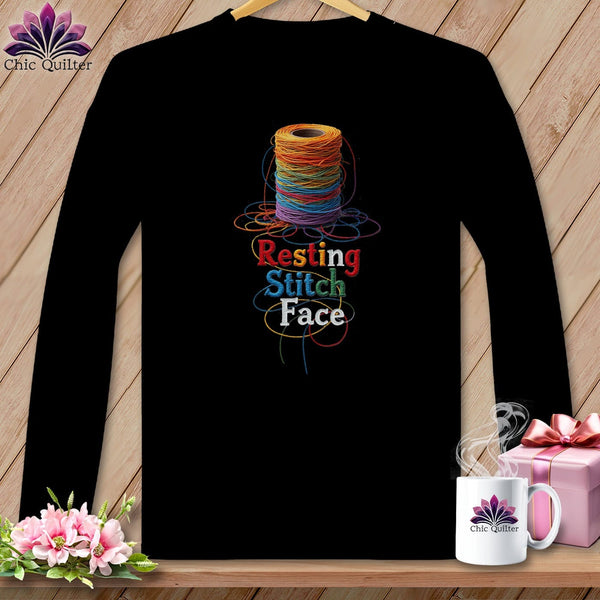 MyDesigns Physical Item S / Black Twisted - Resting Stitch Face ~ Long Sleeve Tee