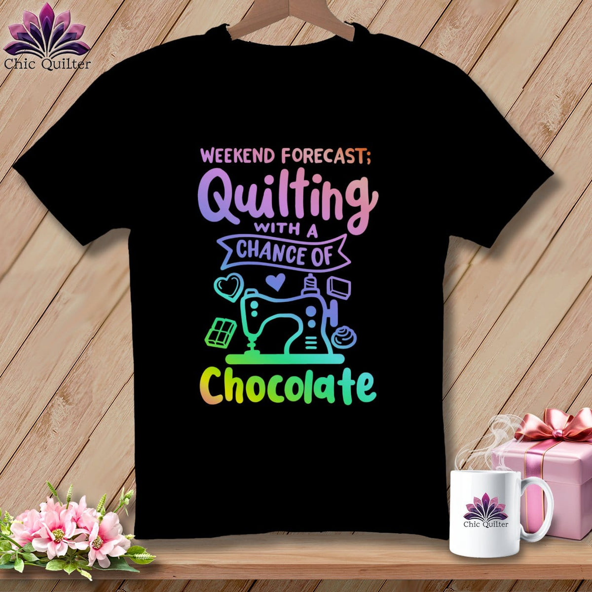 MyDesigns Physical Item S / Black Weekend Forecast Quilting With a Chance of Chocolate ~ Relaxed Fit Tee