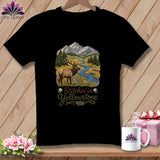 MyDesigns Physical Item S / Black Yellowstone National Park ~ Elk, Stitchin in ~ Relaxed Fit Tee