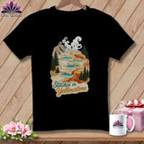 MyDesigns Physical Item S / Black Yellowstone National Park ~ Hot Springs Pools, Stitchin in ~ Relaxed Fit Tee