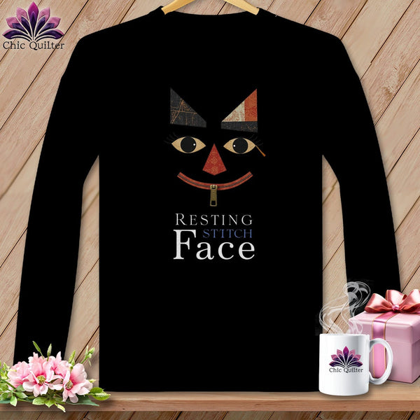 MyDesigns Physical Item S / Black Zip It  - Resting Stitch Face ~ Long Sleeve T-Shirt