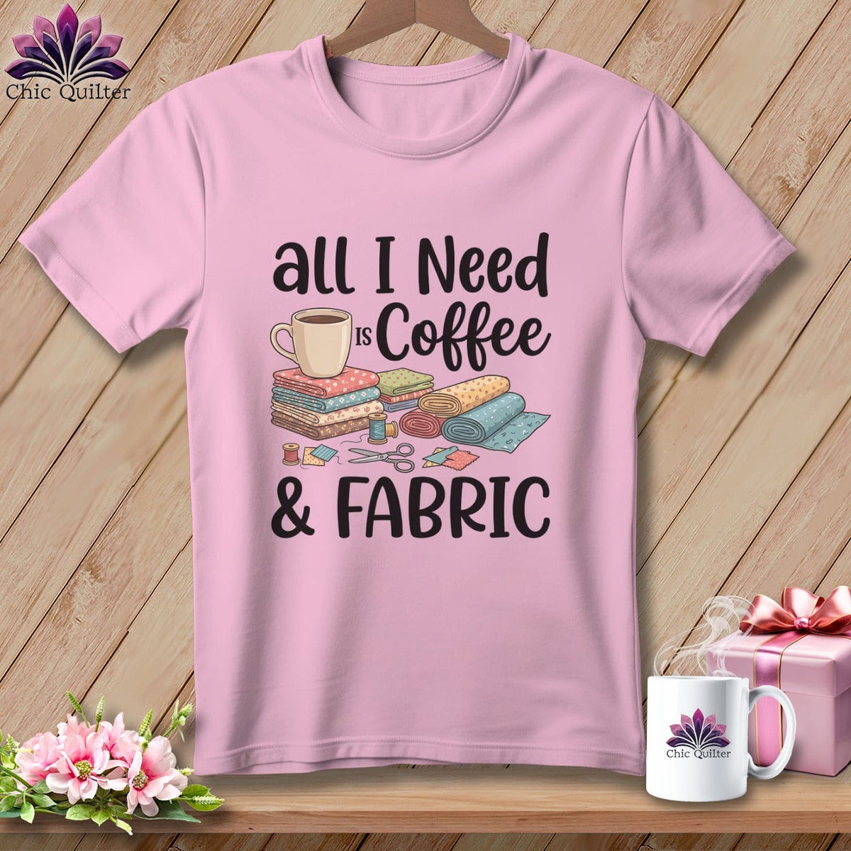 MyDesigns Physical Item S / Blossom All I Need is Coffee & Fabric ~ Premium Tee