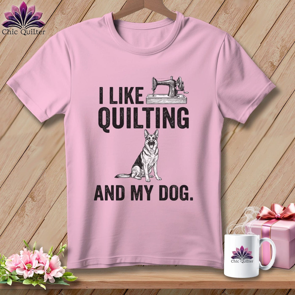 MyDesigns Physical Item S / Blossom I Like Quilting and My German Shepard ~ Premium Tee