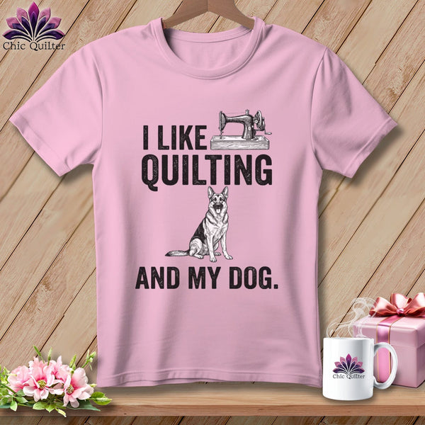 MyDesigns Physical Item S / Blossom I Like Quilting and My German Shepard ~ Premium Tee