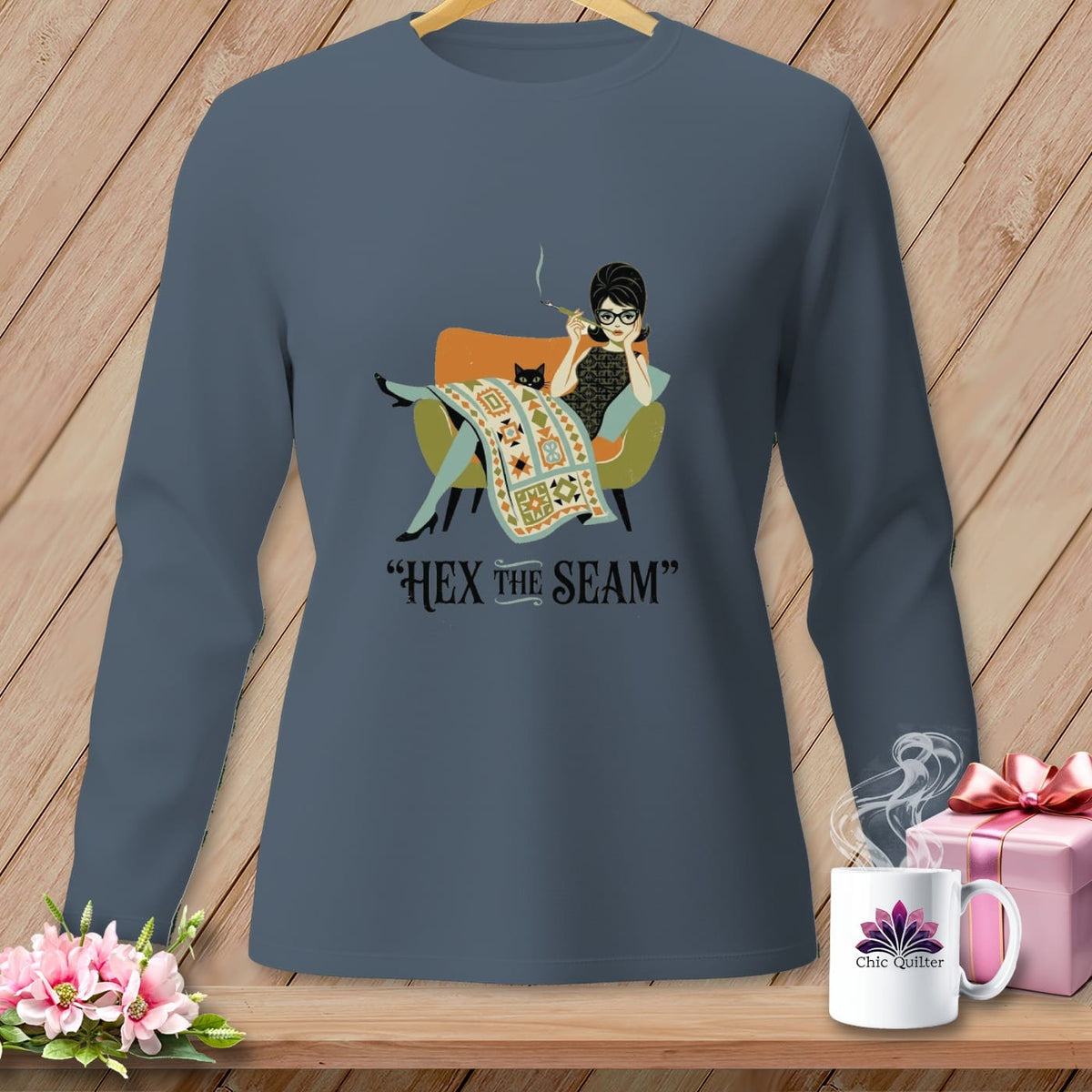 MyDesigns Physical Item S / Blue Jean Hex The Seam ~ Long Sleeve Tee
