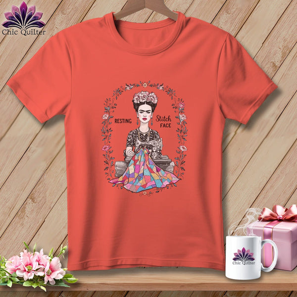 MyDesigns Physical Item S / Bright Salmon Fray-da Kahio - Resting Stitch Face ~ Premium Tee