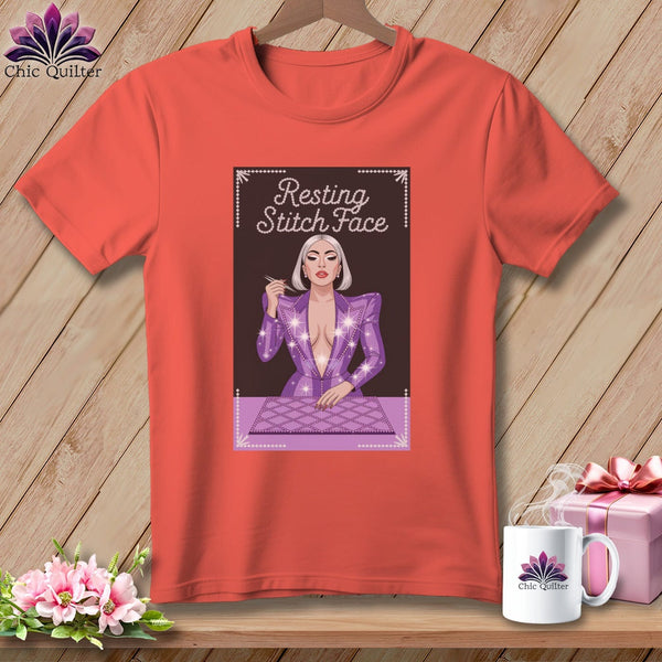 MyDesigns Physical Item S / Bright Salmon Lacy Gagga - Resting Stitch Face ~ Premium Tee