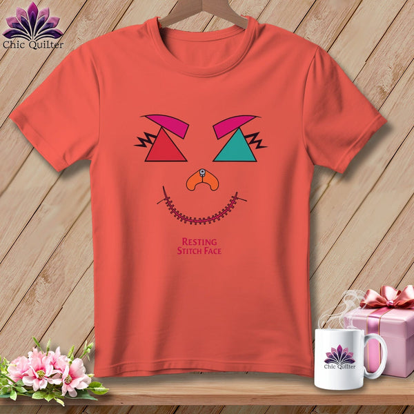 MyDesigns Physical Item S / Bright Salmon Psychedelic Face - Resting Stitch Face ~ Premium Tee